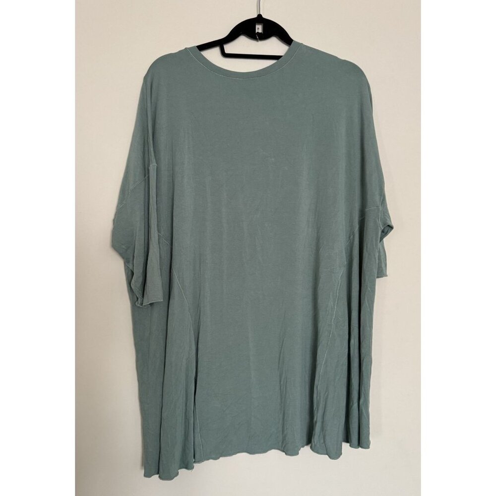 Angelrox Suger True Pearl Flowy Tee OS, Green Oversized Lagenlook Stretch Modal - Picture 2 of 5